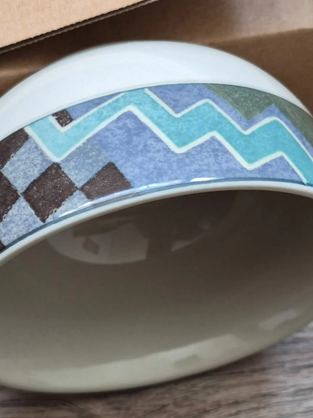 8 Ceramic soup Bowl with Blue Decorative Band